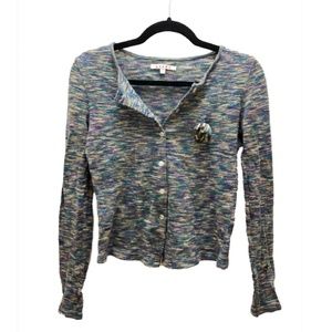 Azona Green Purple Wool Sweater Cardigan Size S